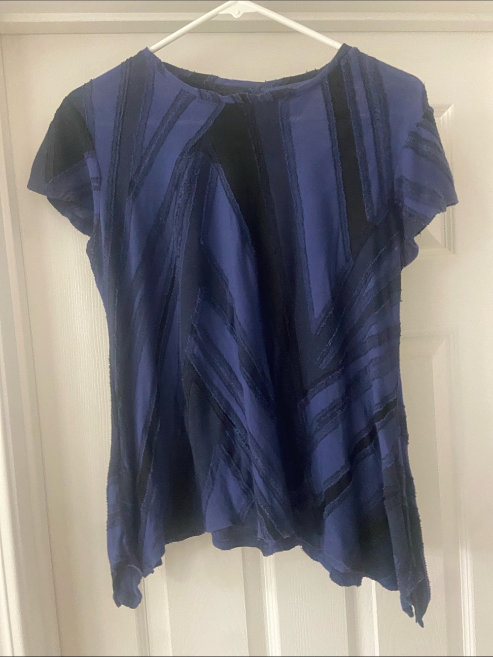 Simply Vera Vera Wang Blue and Black Short-Sleeve Textured Tunic